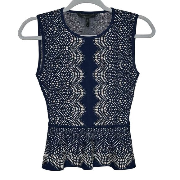 BCBG Alonya Navy Blue Peplum Top Knit Skirt Set |XS - Picture 2 of 7